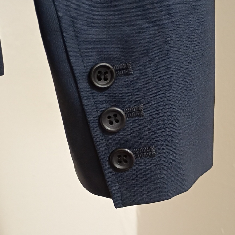Theory Vintage Blue Stretch Wool 2 Button Fitted Blazer Jacket Size 8 - Picture 4 of 12